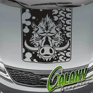 Wild Boar Truck Hood Decal Matte Black Sticker - Fits Ram F150 Silverado Tundra - Picture 1 of 6