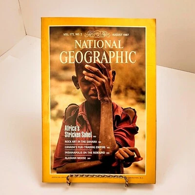 National Geographic August 1987 Vol 172 #2 Africa, Rock Art, Fur Trading, Moose - Image 1 of 4