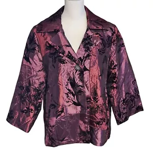 Susan Graver Womens L Purple Velvet Burnout Whimsigoth Fairygrunge Boho Floral - Picture 1 of 8