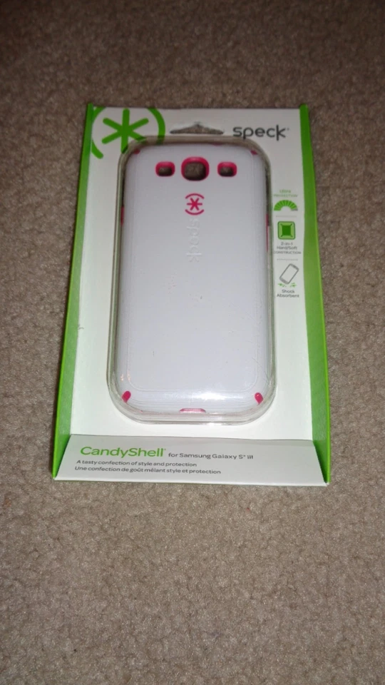 Funda Original Speck Candy Shell para Samsung Galaxy S3 S III Blanca/Frambuesa/Rosa Foto 1 de 2