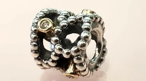 PANDORA | 14K GOLD SILVER DIAMOND DELIGHT CHARM ✪NEW✪ 790411D AUTHENTIC RETIRED - Picture 1 of 8