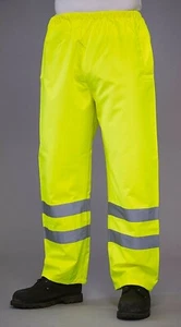 GRAFTERS PP017YEL HI-VIZ Giallo Fluo 100% PU Alta Visibilità Impermeabile Sopra Pantaloni - Foto 1 di 1