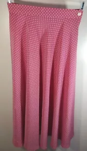 Vintage Chaus A-Line Skirt Women's Sz 6 Below Knee Pink Polka Dot Pleated Dance - Picture 1 of 15