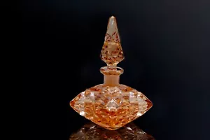 Antique Art Deco Czech Pink Crystal Perfume Bottle 4 1/8" Tall - Picture 1 of 14