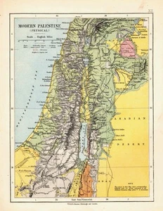 Mapa Victoriano De 1878 ~ Palestina Moderna (Física) Bahr Lut Etc - Imagen 1 de 1