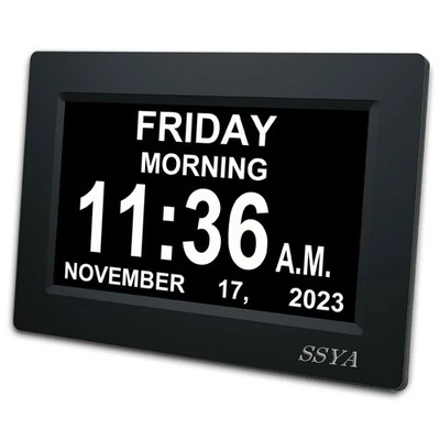 SSYA 7 Inch Calendar Clock - 12 Alarm Options, Level 5 Auto Dimmable Display,... - Image 1 of 4