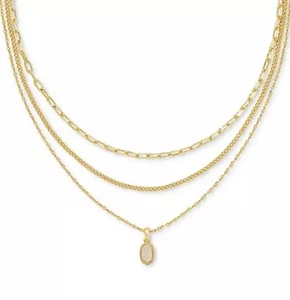 Kendra Scott 14k Gold-Plated Kyocera Opal Layered Pendant Necklace, 14" + 4"NWT - Picture 1 of 6