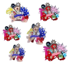 Laddu Gopal Kanha JI Morpankh Fabric Multicolor Pagdi Turban Set of 6 size 3 - Picture 1 of 8