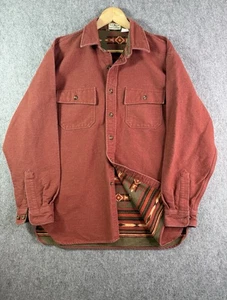 LL Bean Orange Chamois Cloth Aztec Lined Hurricane Flannel Shirt Men’s Medium - Picture 1 of 9