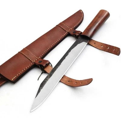 Cuchillo de Trabajo Medieval Celta Vikingo Madera Dura Cuero Vaina Saxo Estilo Foto 1 de 4