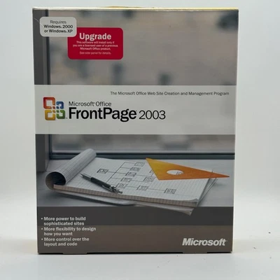 Vintage Microsoft FrontPage 2003 2000 Upgrade Web Design Software Windows XP CD - Image 1 of 4