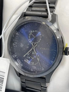 Caravelle Min Max 41mm Black SS Quartz Blue Dial 45C116 - Picture 1 of 10