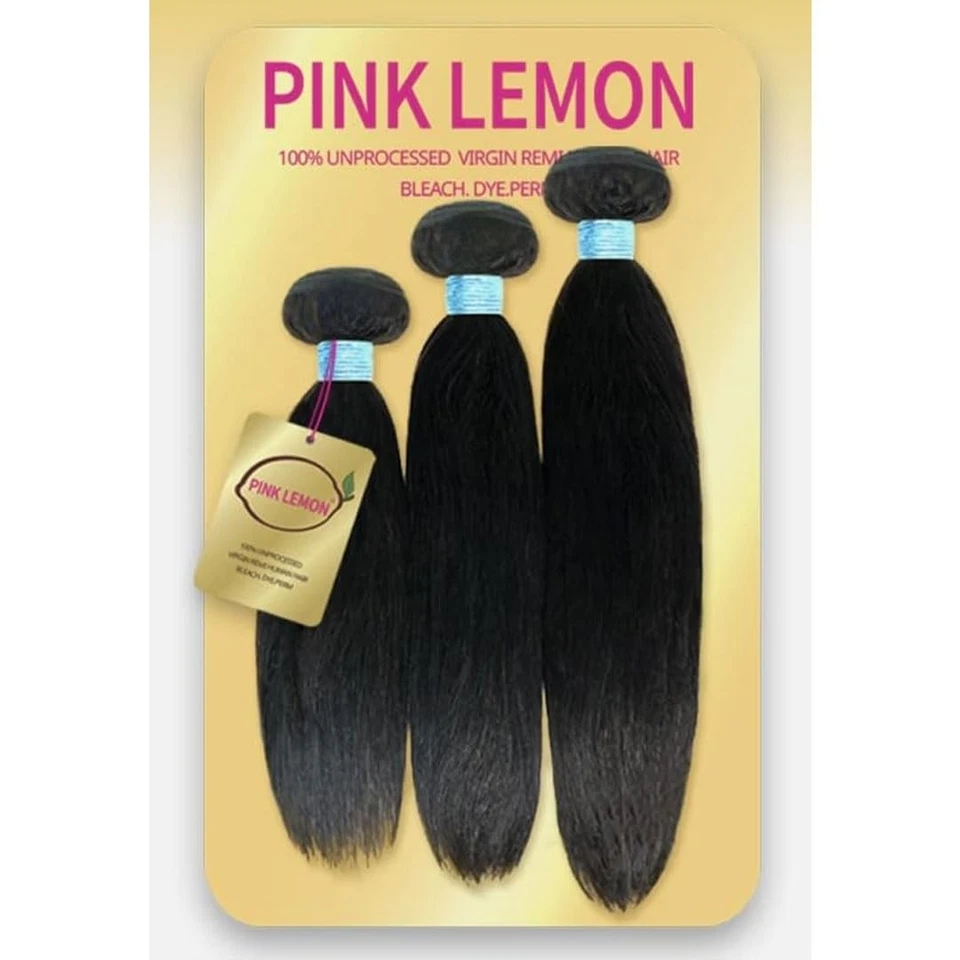 Extensiones de cabello humano Pink Lemon 10 12 14 pulgadas Virgin Remi 3 paquetes naturales Foto 1 de 1