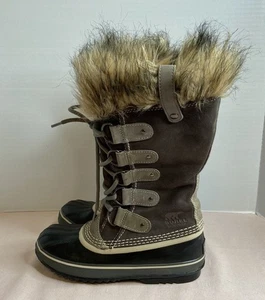 Sorel Womens Suede Faux Fur Trim Joan Of Arctic Snow Boots Brown Size 8 - Picture 1 of 10