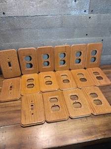 Vintage Konvolut 16 Wandtellerabdeckungen aus Holz rustikal Hütte - Bild 1 von 5