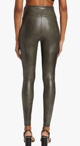 SPANX Faux Leather Croc Shine Leggings Darkened Olive Size Large NWT $98 - Picture 1 of 2