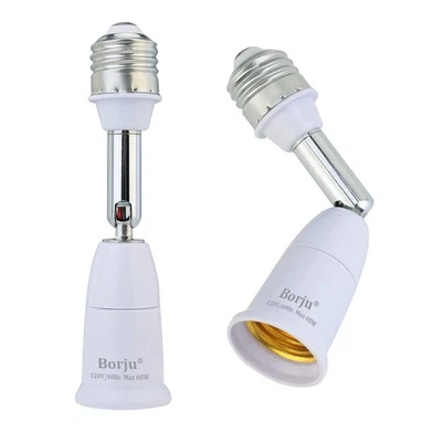 Borju Light Socket Extender [2-Pack], 4.5 Inch Extension, 360Â° White - Image 1 of 4