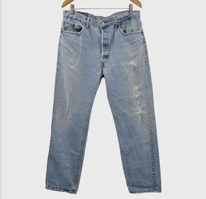 Vintage 80er Levis 501 Jeans 33X31 Stone Wash Blau Distressed Grunge Made in USA - Bild 1 von 20