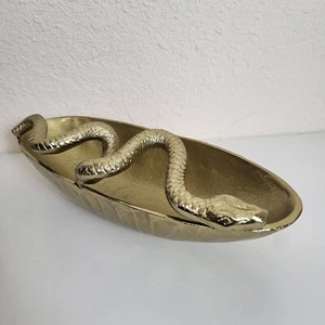 Gold Tone Snake Bowl Dish Tray 14 in. Oval Reputation Taylor Swift Theme Decor - Picture 1 of 9