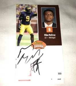 Mike McCray Signed 2018 Senior Bowl Football Card Michigan Wolverines - Picture 1 of 1