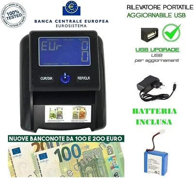Controlla Soldi Falsi Money Detector Aggiornato Rileva Banconote GARANZIA 12MESI - Immagine 1 di 4