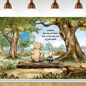 Winnie Pooh Backdrop Baby Shower Birthday Party Photo Booth Background Banner - Picture 1 of 8