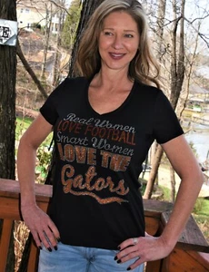 Gators Real Women Love rhinestone glitter shirt XS S M L XL XXL 1X 2X 3X 4X 5X  - Picture 1 of 9