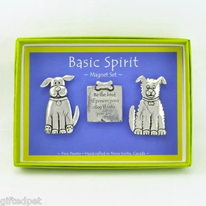 Handcrafted Pewter Dog Quote Boxed Magnet Set by Basic Spirit - Picture 1 of 1