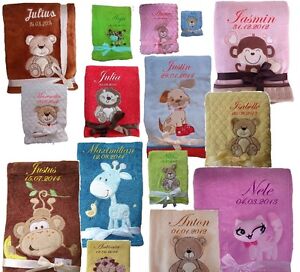 Babydecke mit Namen bestickt AUSWAHL !!! Geschenk Geburt Taufe Kinderdecke Baby