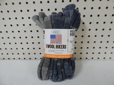 Omni Wool Unisex Merino Wool Hiker Crew Socks 3 Pack-Large-73713-Navy/Gray/Taupe