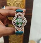 925 Sterling Silver Watch Style Bracelet for Women CZ Emerald Party Wear Jewelry