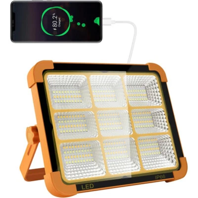 LED Arbeitsleuchte Akku Aufladbar 4 Lichtmodi Solar Baustrahler Flutlicht 360LED - Bild 1 von 4