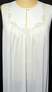 Vintage Shadowline Gown Nightgown Sz Small Pale Blue Lace Below Knee Sleeveless - Picture 1 of 9