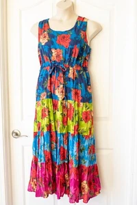 Woman Within Tiered Boho-Cottage-Hippie-Peasant Maxi Dress-Lined-Pockets-LARGE - Picture 1 of 6