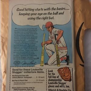 Johnny Bench Cincinnati Reds original 1978 Paper Ad Louisville Slugger Bat Glove