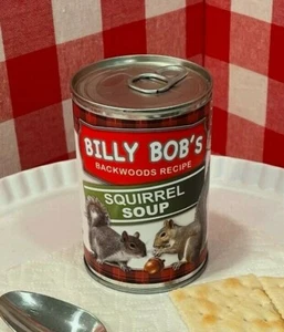2 x FUNNY REDNECK Squirrel Soup CAN LABELS - Joke Gag Beer Birthday GIFT Country - Picture 1 of 3