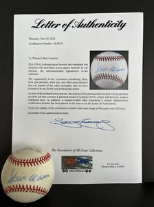 Hank Aaron & Sadaharu Oh Signed Baseball PSA/DNA Autographs,(B35) - Picture 1 of 11
