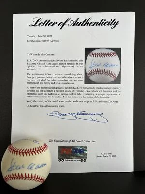 Hank Aaron & Sadaharu Oh Signed Baseball PSA/DNA Autographs,(B35) - Image 1 of 4