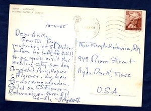 INCOMING MAIL DEL 1965 DALL'ITALIA PER GLI STATI UNITI MICHELANGIOLESCA LIRE 55 - Imagen 1 de 2