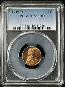 1949-D 1C RD Lincoln Wheat One Cent PCGS MS66RD 40744266 - Picture 1 of 2