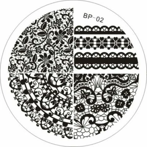 BP 02 Chic Lace Pattern Manicure Nail Art Stamp Image Plate - Picture 1 of 11