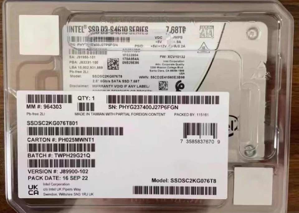 Intel SSD DC S4610 240GB 480GB 960GB 1.92TB 3.84TB 7.68TB 2.5" SATA 6Gb/s LOT - Image 1 of 1