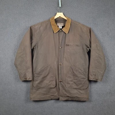 Vintage LL BEAN Jacket Mens L Large Green Barn Field Coat Wool Liner Wax Canvas - Image 1 of 4