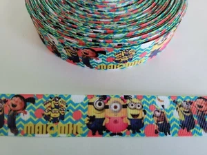 5 Yards 7/8" minions Grosgrain Ribbon Hair Bow Supplies. - Picture 1 of 1