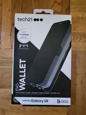 TECH 21 EVO WALLET PHONE CASE, FITS SAMSUNG GALAXY S8, BLACK - Image 1 of 4