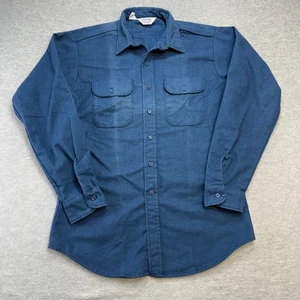 VTG Five Brother Shirt Mens Large Tallman Blue Chamois Flannel Workshirt Chore - Picture 1 of 9