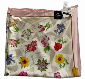 NWT ECHO Bloomingdale’s 100% Silk Flower Scarf America In Bloom 34x34” New W/tag - Picture 1 of 10