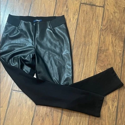 Pantalones ajustados Chaps para mujer con inserción de cuero sintético Ponte negros, talla M Foto 1 de 4