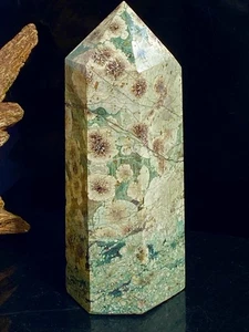 Large 1.13LB High Quality Rare Russian Flower Agate Crystal Tower Obelisk Point - Picture 1 of 8