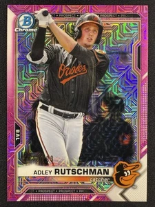 2021 Bowman Chrome Prospects Adley Rutschman Pink Mojo Refractor /199 #BCP-121 - Picture 1 of 2